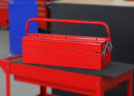Rot 530mm 3 Behälter-Metallwerkzeugkasten Portable mit einem Griff, zum von Werkzeugen zu speichern