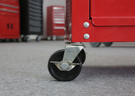 Rotes 24 Zoll-Metallwerkzeug-Kasten-Kabinett kombiniert auf den Rädern mit der Tür verschließbar, zum von Werkzeugen zu speichern